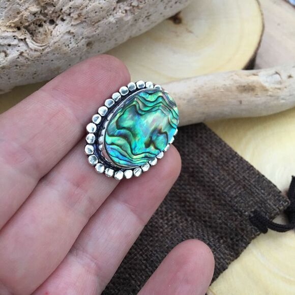Abalone Sterling Silver Ring Size 7 - Picture 3 of 8